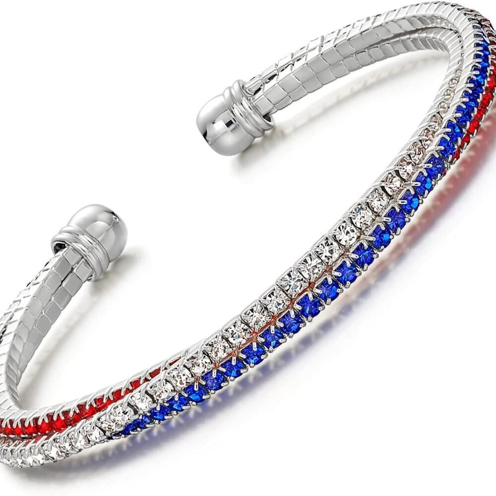 American Flag Bracelet Decorations Gift Red Blue White Bracelet Patriotic 4th of